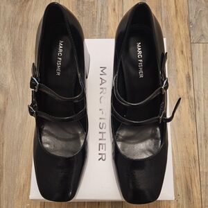 Marc Fisher Charisa Mary Jane Black Double-Strap Mary Jane Flats